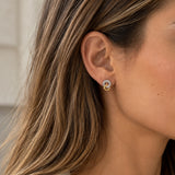 Two-tone interlocking hoop earrings with diamonds