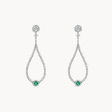 BRINCOS DE GOTAS ABERTAS COM DIAMANTES E ESMERALDA