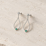 BRINCOS DE GOTAS ABERTAS COM DIAMANTES E ESMERALDA