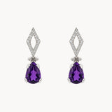 PENDIENTES ROMBOS CON AMATISTA Y DIAMANTES