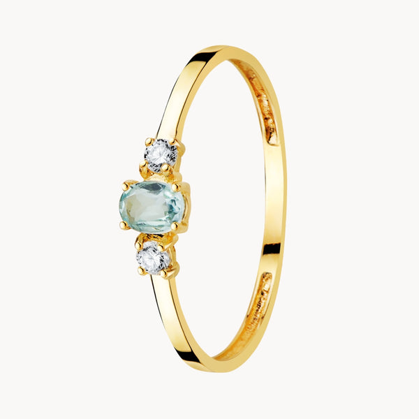 ANILLO AGUAMARINA OVAL CENTRAL Y CIRCONITAS