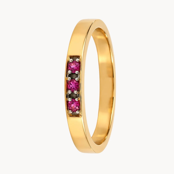 ANILLO TIPO ALIANZA CON ZAFIROS ROSAS