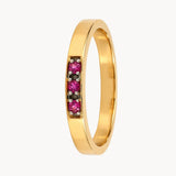 ANILLO TIPO ALIANZA CON ZAFIROS ROSAS