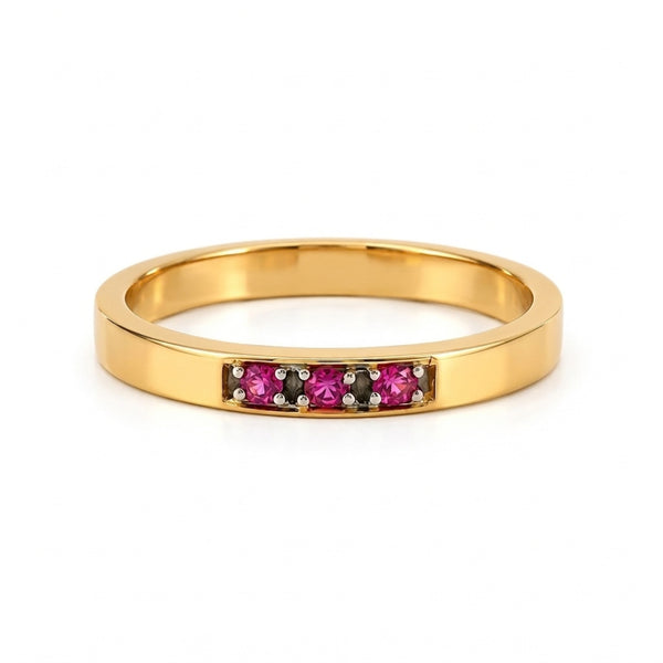 ANILLO TIPO ALIANZA CON ZAFIROS ROSAS
