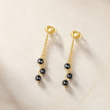 PENDIENTES LARGOS CON CIRCONITAS NEGRAS