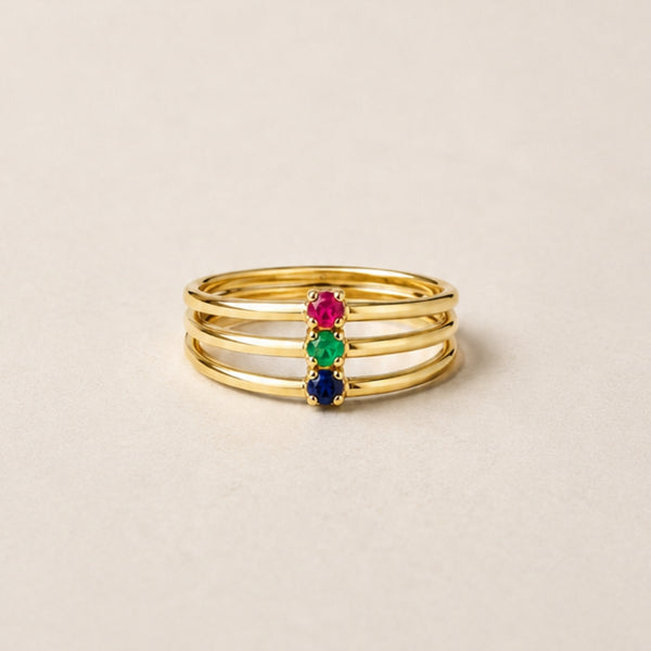 Ring with colored zirconia stones in bands