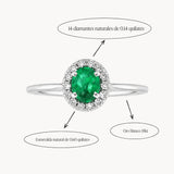 ANILLO HALO CON ESMERALDA Y DIAMANTES