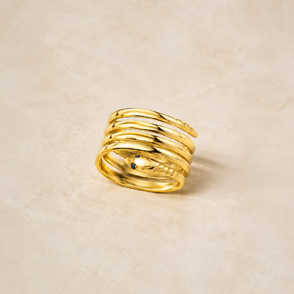 ANILLO CUATRO VUELTAS SERPIENTE CON ZAFIROS