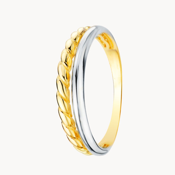 TWO-TONE DOUBLE RING, SMOOTH AND BRAIDED