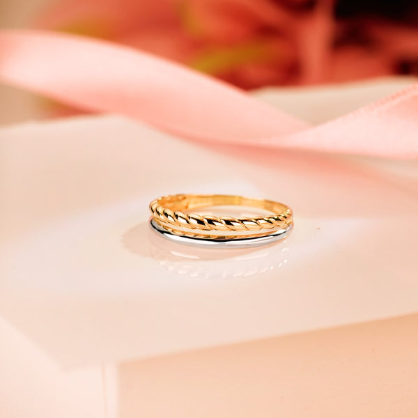 TWO-TONE DOUBLE RING, SMOOTH AND BRAIDED