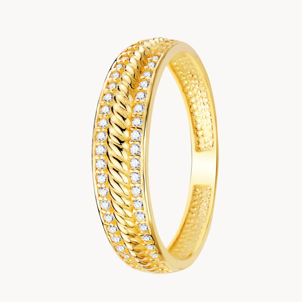 ANILLO FRANJA TRENZADA CON CIRCONITAS