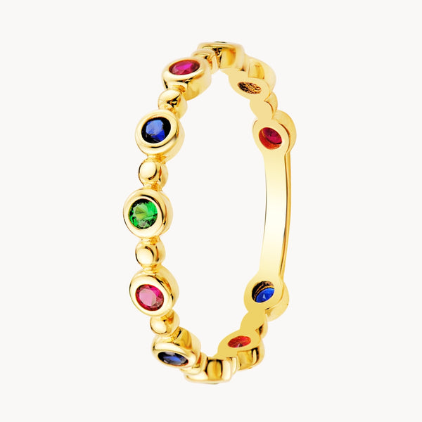 ANILLO CON CIRCONITAS DE COLOR EN CHATON