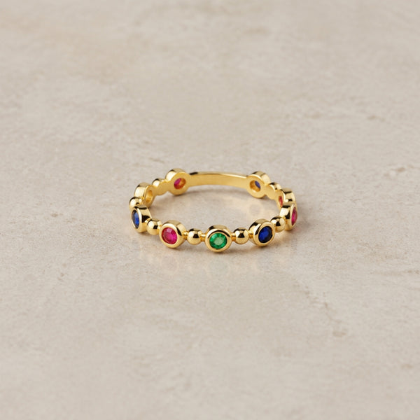 ANILLO CON CIRCONITAS DE COLOR EN CHATON