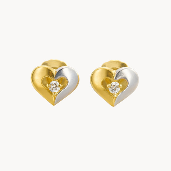 PENDIENTES BICOLOR CORAZONES Y CIRCONITAS