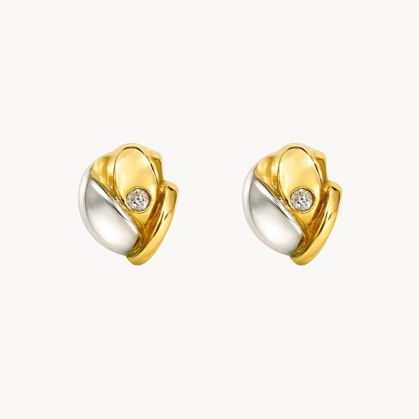 PENDIENTES BICOLOR FLOR Y CIRCONITAS