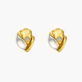 PENDIENTES BICOLOR FLOR Y CIRCONITAS