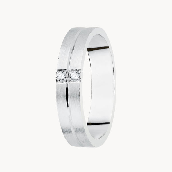 ALIANZA MATE CON DIAMANTES 4MM