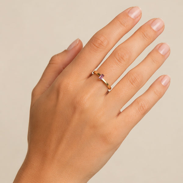Baguette Amethyst Ring