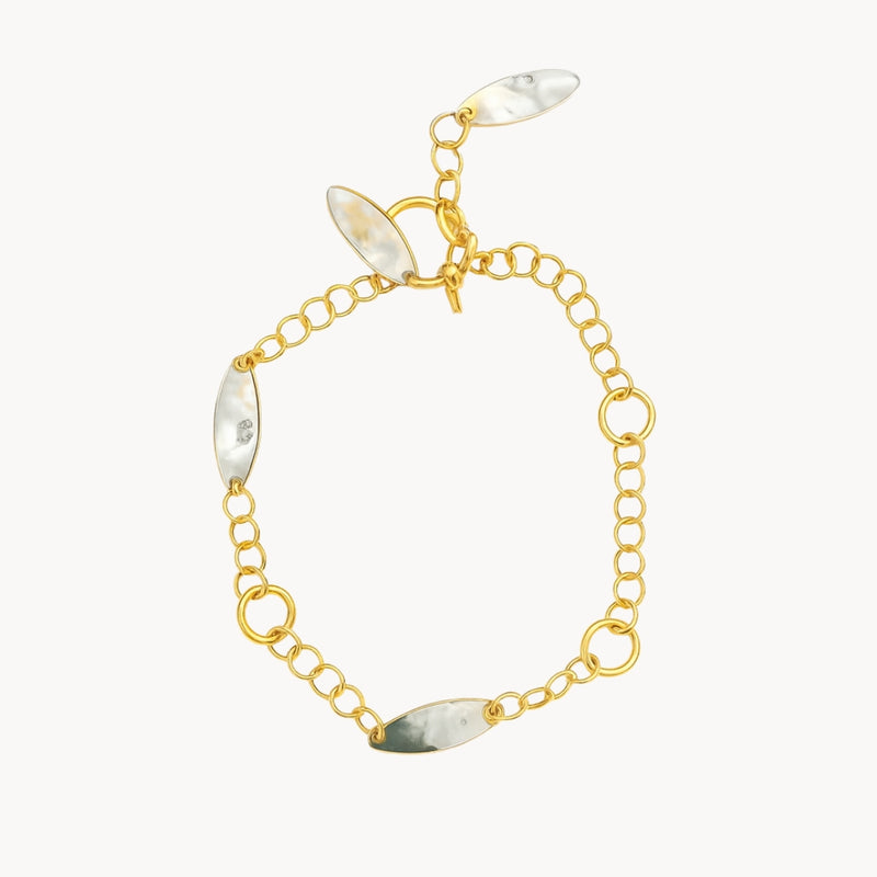 PULSERA BICOLOR ARANDELAS Y CHAPAS