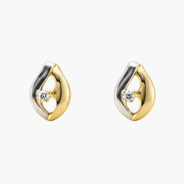 PENDIENTES BICOLOR BANDAS OJO Y CIRCONITAS