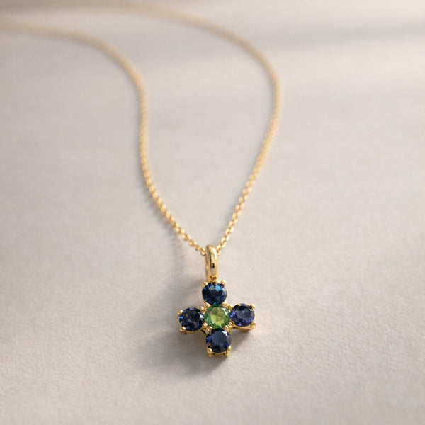 AMETHYST AND OLIVINE CROSS PENDANT MALORY