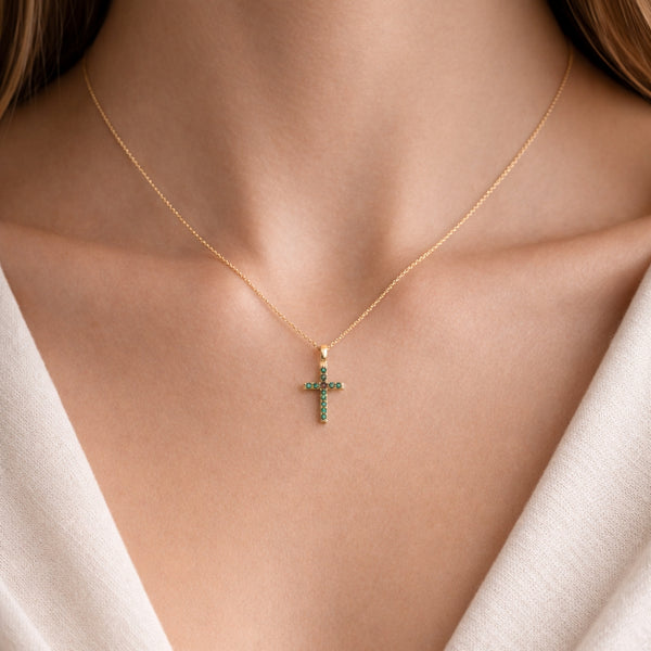 KATJA EMERALD CROSS PENDANT