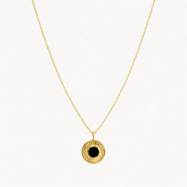 BLACK ENAMEL MEDAL PENDANT AINA