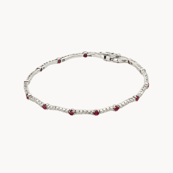 PULSERA RIVIERE CON CIRCONITAS BLANCAS Y ROJAS