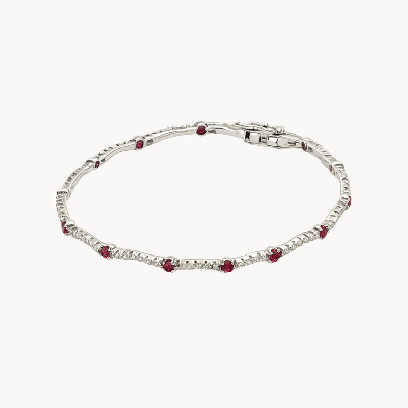 PULSERA RIVIERE CON CIRCONITAS BLANCAS Y ROJAS