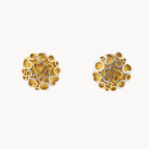 PENDIENTES BICOLOR CIRCULOS Y CORAZONES