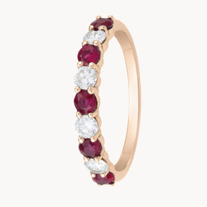 ANILLO MEDIA ALIANZA CARRIL RUBIES 3MM Y DIAMANTES