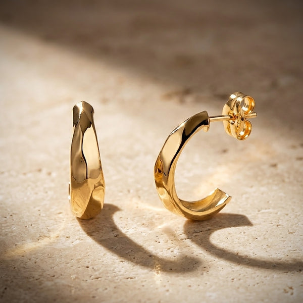 POLISHED FINISH BRAIDED HOOP EARRINGS
