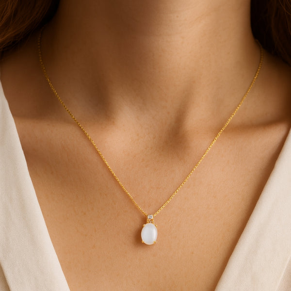 COLGANTE PIEDRA LUNA Y DIAMANTE PIEDRA DE CUMPLEAÑOS JUNIO