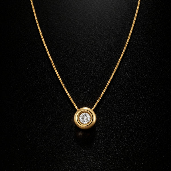 COLGANTE DIAMANTE CHATON 0.10 QUILATES PUNTO DE LUZ