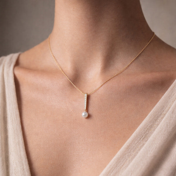 COLAR PÉROLA E DIAMANTES AMALIE