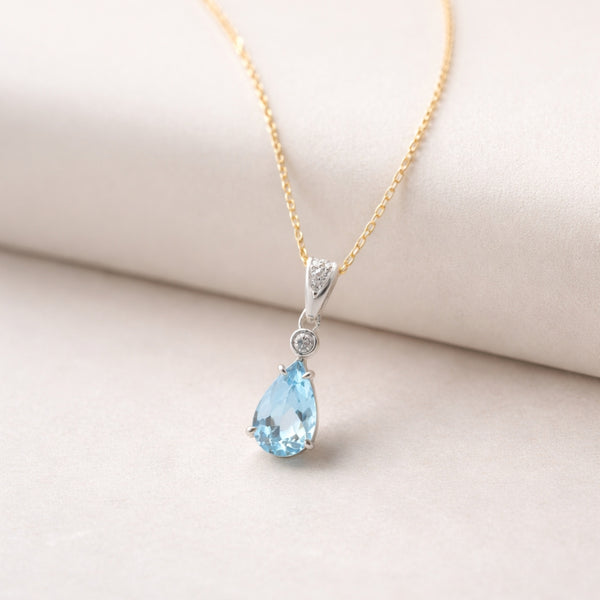 OLENA AQUAMARINE AND DIAMOND PENDANT