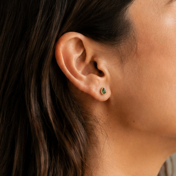 PENDIENTES GOTA CIRCONITA VERDE