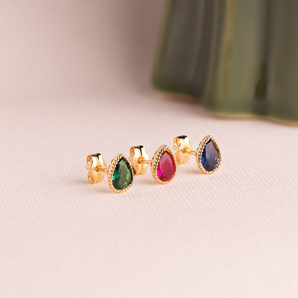 PENDIENTES GOTA CIRCONITA ROJA