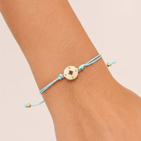 PULSERA MACRAME AZUL ROSA DE LOS VIENTOS