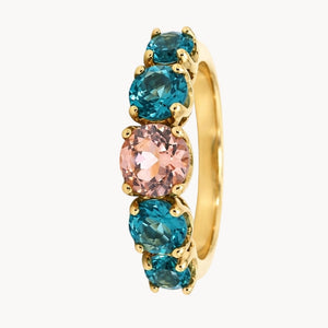 ANILLO CUARZOS AZULES Y CUARZO ROSA CENTRAL