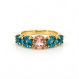 ANILLO CUARZOS AZULES Y CUARZO ROSA CENTRAL