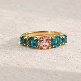 ANILLO CUARZOS AZULES Y CUARZO ROSA CENTRAL