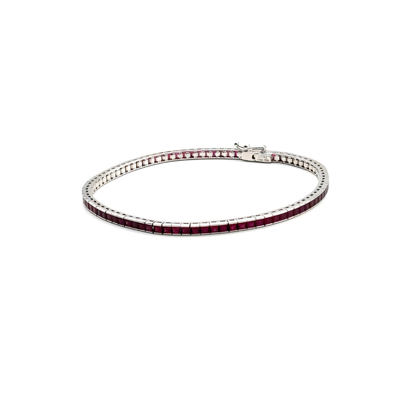 PULSERA RIVIERE CON CIRCONITAS ROJAS