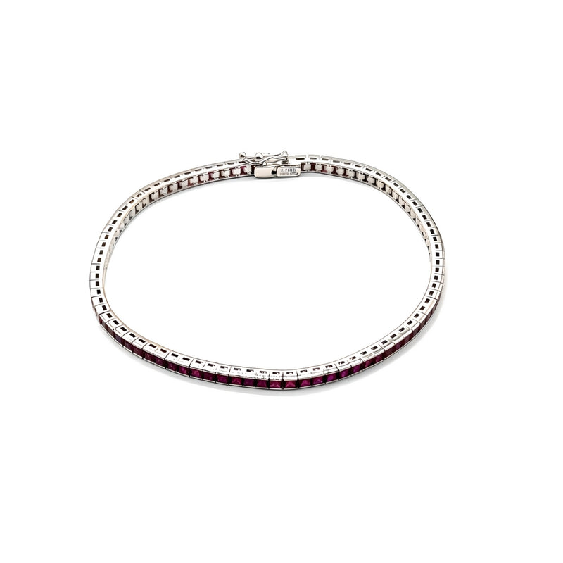 PULSERA RIVIERE CON CIRCONITAS ROJAS