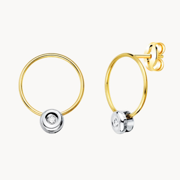 PENDIENTES ARO CON CHATON Y DIAMANTES CLARINDA