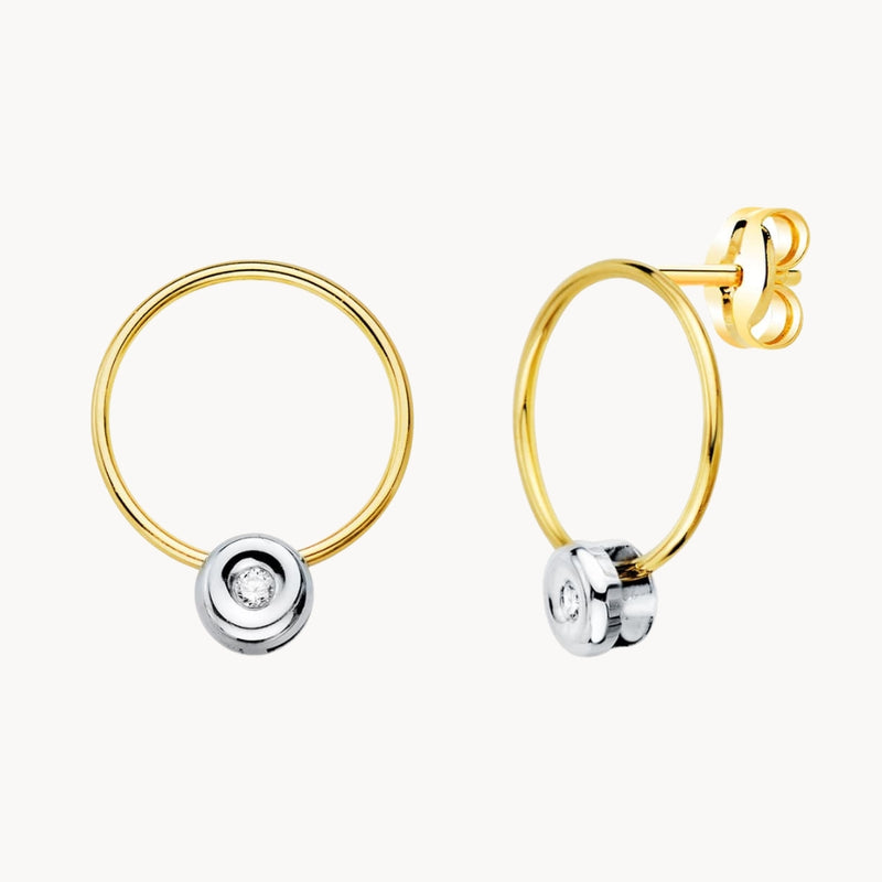 PENDIENTES ARO CON CHATON Y DIAMANTES CLARINDA