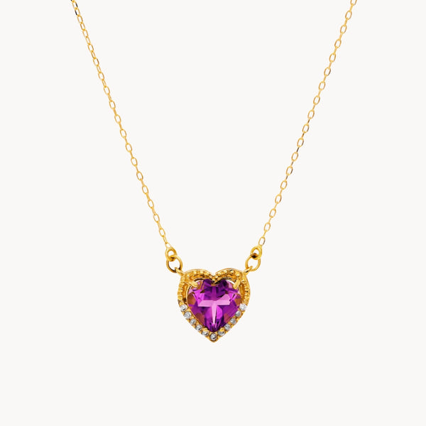 COLLAR CORAZON CON AMATISTA Y CIRCONITAS CLORINA