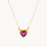 COLLAR CORAZON CON AMATISTA Y CIRCONITAS CLORINA