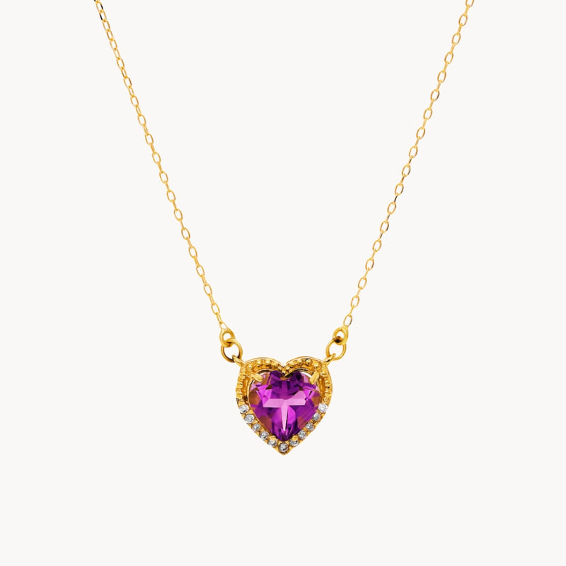 COLLAR CORAZON CON AMATISTA Y CIRCONITAS CLORINA