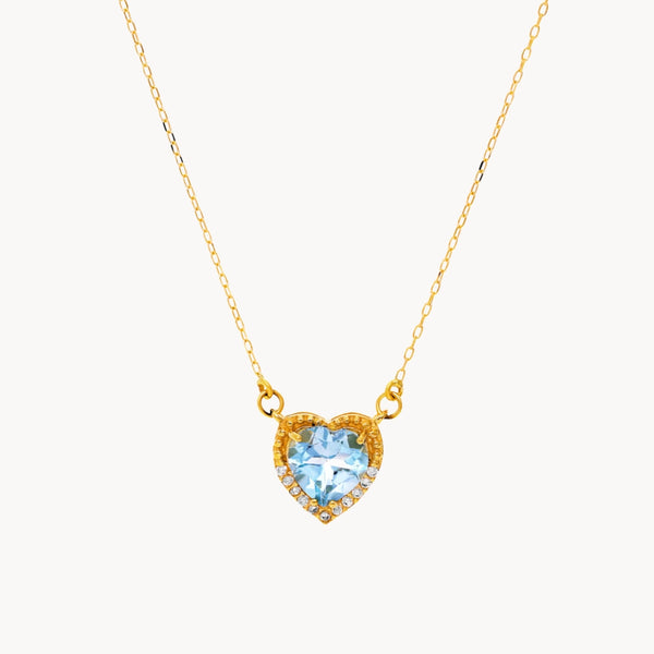 COLLAR CORAZON CON TOPACIO AZUL Y CIRCONITAS CLORINA